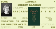 Pascal's Fire: Montreal Launch! @ De Stiil Booksellers | Montréal | Québec | Canada